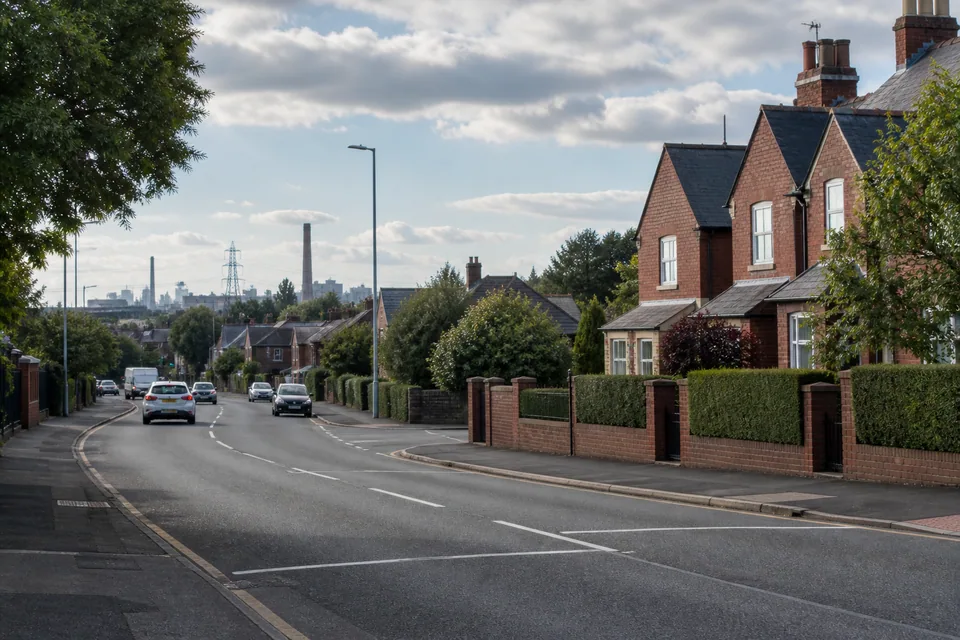 Street scene representing driving lessons in Widnes